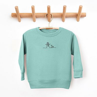 Embroidered Snowman Outline - Toddler Graphic Sweatshirt