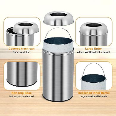 Fancihabor 13 Gallon/50L Round Open Top Trash Can for Indoor/Outdoor Use
