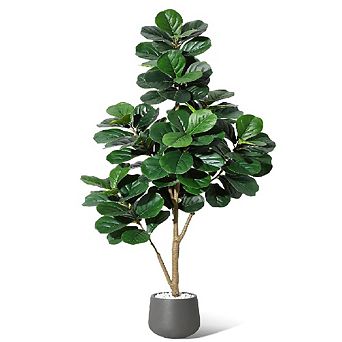 Artificial Fiddle Leaf Fig Tree, Realistic Faux Floor Plant in Planter for Indoor Home&Office Decor