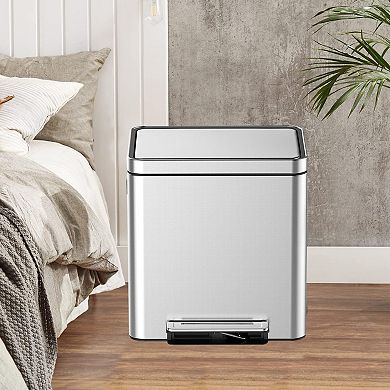 Fancihabor Double Trash Can with Recycling Bin, Stainless Steel, Soft-Close Metal Lid