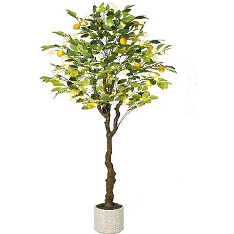 Artificial Lemon Tree with Lights, Faux Potted Plant with Realistic Lemons for Indoor Home/Office