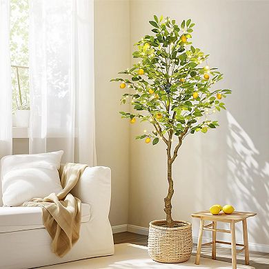 Artificial Lemon Tree with Lights, Faux Potted Plant with Realistic Lemons for Indoor Home/Office
