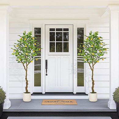 Artificial Lemon Tree with Lights, Faux Potted Plant with Realistic Lemons for Indoor Home/Office