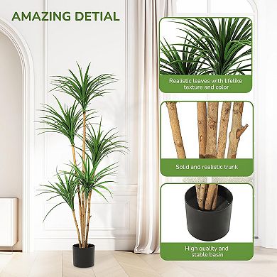 Adjustable Artificial Dracaena Tree, Lifelike Tall Faux Plant for Home, Office & Photo Backdrops