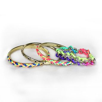 4 pc Colorful Woven Bracelet Set Burnished Gold Boho Style Fashion Jewelry