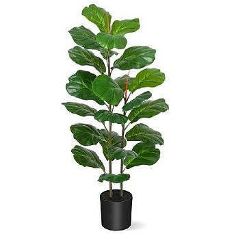Artificial Fiddle Leaf Fig Tree Fake Tropical Plant for Indoor and Outdoor Garden Office Decor