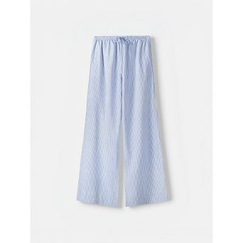 Women’s Striped Wide-Leg Linen Pants With Drawstring Waist And Slant Pockets