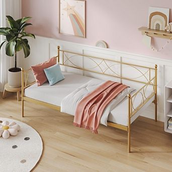 Metal Twin Daybed, Day Bed Sofa Bed Frame with Steel Slat Support, Daybed Frame for Bedroom