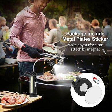 2 Pcs Rechargeable Magnetic Grill Lights with 3W Side Light