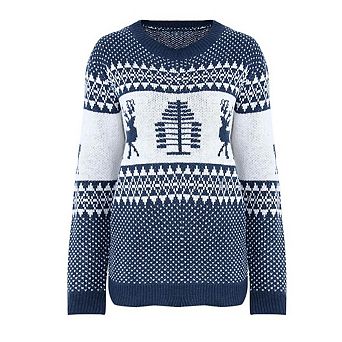 Women’s Slim Fit Ugly Christmas Sweater Knitted Xmas Pullover With Reindeer And Tree Design