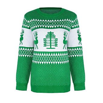 Women’s Slim Fit Ugly Christmas Sweater Knitted Xmas Pullover With Reindeer And Tree Design