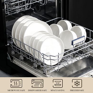 12-pcs Porcelain Dining Set for 4, incl. Dinner, Dessert Plates, Bowls