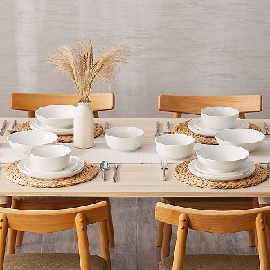 16-piece Porcelain Tabletop, Dinnerware Set for 4, Dinner Plates, Dessert Plates, Soup Plates, Bowls