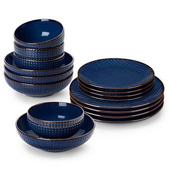 16 pc Porcelain Dinnerware Set for 4, Tabletop with Dinner, Dessert, Soup Plates, Bowls