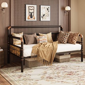 Twin Daybed, Metal Twin Bed Frame Heavy Duty Steel Slats Support,Sofa Bed Frame for Living Room