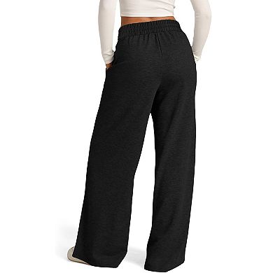Womens Wide Leg Sweatpants Casual Loose Elastic High Waisted Drawstring Track Pants with Pocket