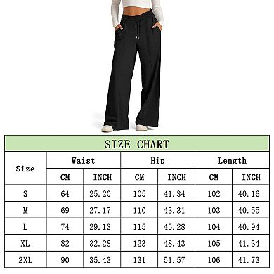 Womens Wide Leg Sweatpants Casual Loose Elastic High Waisted Drawstring Track Pants with Pocket