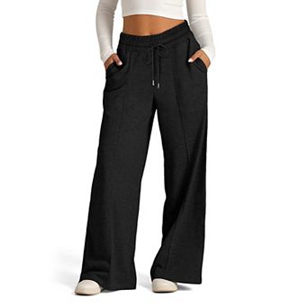 Womens Wide Leg Sweatpants Casual Loose Elastic High Waisted Drawstring Track Pants with Pocket