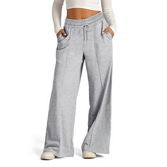 Womens Wide Leg Sweatpants Casual Loose Elastic High Waisted Drawstring Track Pants with Pocket