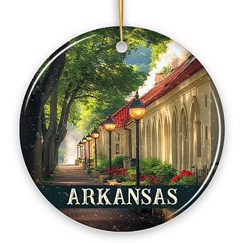 Vintage Arkansas Hot Springs Ornament, Bathhouse Row Christmas Gift and Scenic Landmark Keepsake