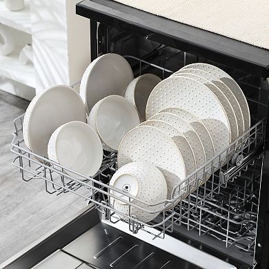 16-piece Porcelain Dinnerware Set for 4, Tabletop with Dinner, Dessert, Soup Plates, Bowls
