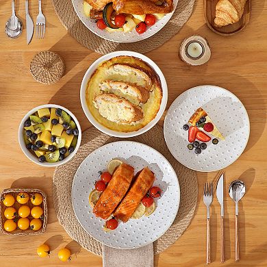 16-piece Porcelain Dinnerware Set for 4, Tabletop with Dinner, Dessert, Soup Plates, Bowls