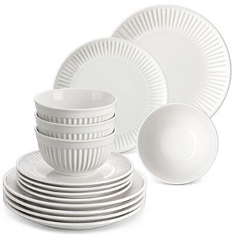 12 pc Porcelain Dinnerware Set for 4, Tabletop with Dinner Plates, Dessert Plates, Bowls
