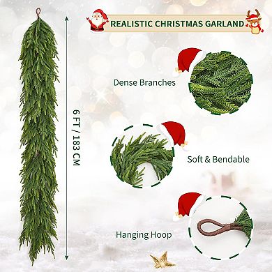 6 ft Realistic Christmas Garland Pine Garland for Mantle, Dense Artificial Greenery Garland
