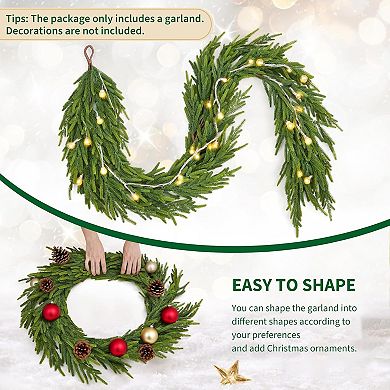 6 ft Realistic Christmas Garland Pine Garland for Mantle, Dense Artificial Greenery Garland