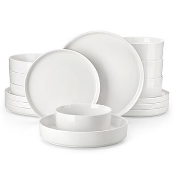 16 pc Porcelain Dining Set for 4, incl. Dinner, Dessert, Soup Plates, Bowls