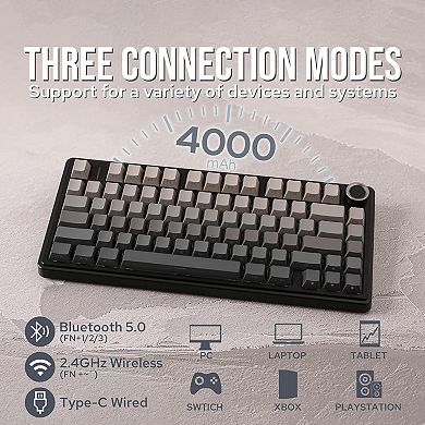 AULA F75 81-Key Wireless Hot Swappable Mechanical Gaming Keyboard, RGB, Knob, Normal/ Patterned Key