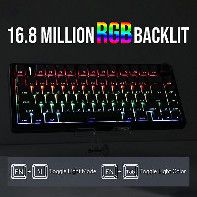 AULA F75 81-Key Wireless Hot Swappable Mechanical Gaming Keyboard, RGB, Knob, Normal/ Patterned Key