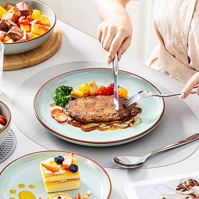 16-piece Stoneware Dinnerware Set, Sesame Glaze, incl. Dinner, Dessert, Soup Plates, Bowls