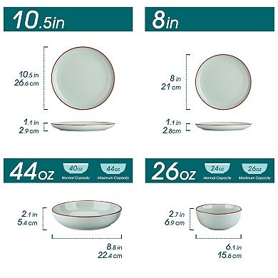 16-piece Stoneware Dinnerware Set, Sesame Glaze, incl. Dinner, Dessert, Soup Plates, Bowls