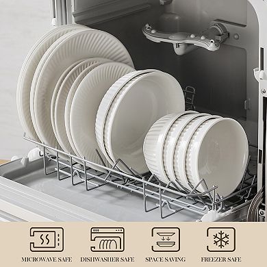 16-piece Porcelain Dinnerware Set for 4, Tabletop with Dinner, Dessert, Soup Plates, Bowls