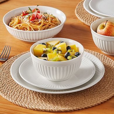 16-piece Porcelain Dinnerware Set for 4, Tabletop with Dinner, Dessert, Soup Plates, Bowls