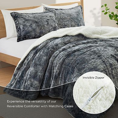 Peace Nest 3- Piece Ultra Soft Fluffy Sherpa Down Alternative Comforter Set
