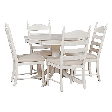 Whisen 5-Piece Retro Dining Table Set with Round Extendable Dining Table and 4 Upholstered Chairs
