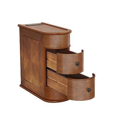 Whisen End Table with Charging Station, Sofa Side Table, Nightstand with 2 Drawers