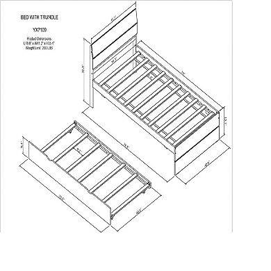 Whisen Modern Twin Bed Frame For White High Gloss Headboard and Footboard With Twin Trundle
