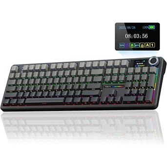 AULA F108 Pro, 104-Key Wireless Hot Swappable Mechanical Gaming Keyboard, RGB, Knob, Digital Screen