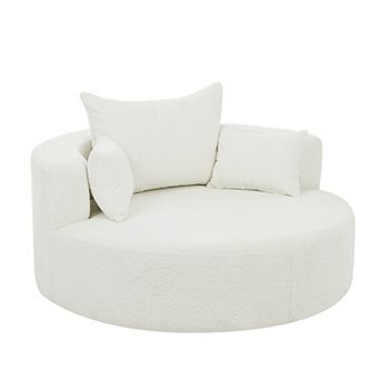 Whisen 360° Swivel Chair Accent Barrel Chair Swivel Round Sofa Chair with 3 Removable Pillows