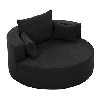 Whisen 360° Swivel Chair Accent Barrel Chair Swivel Round Sofa Chair with 3 Removable Pillows