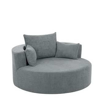 Whisen 360° Swivel Chair Accent Barrel Chair Swivel Round Sofa Chair with 3 Removable Pillows
