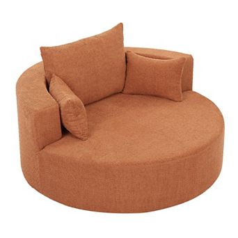 Whisen 360° Swivel Chair Accent Barrel Chair Swivel Round Sofa Chair with 3 Removable Pillows