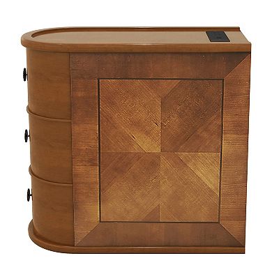 Whisen End Table with Charging Station, Sofa Side Table, Nightstand with 3 Drawers