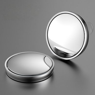 Round Silver Compact Car Mirror with Adjustable Angle
