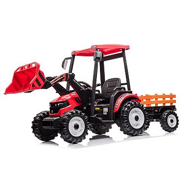 Whisen 24V Kids Electric Ride-On Tractors with Working Loader and Backhoe Digger