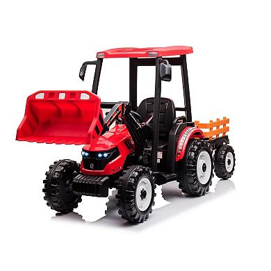 Whisen 24V Kids Electric Ride-On Tractors with Working Loader and Backhoe Digger