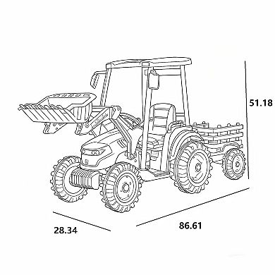 Whisen 24V Kids Electric Ride-On Tractors with Working Loader and Backhoe Digger